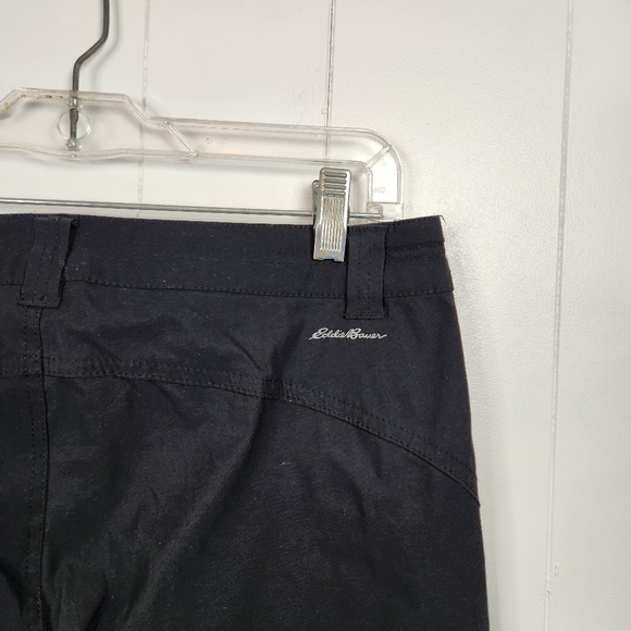 Eddie Bauer Black Nylon Cropped Capri Pants Hiking Outdoors Mid Rise Stretch 8 - Picture 5 of 10